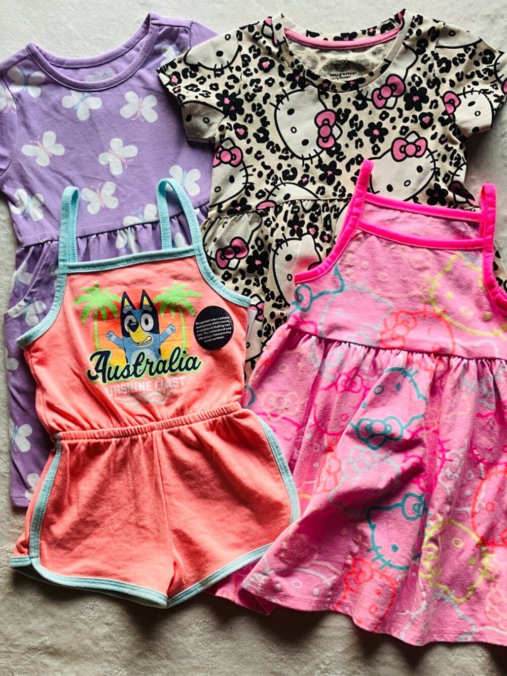 3T Hello Kitty Dresses & Bluey Romper Bundle